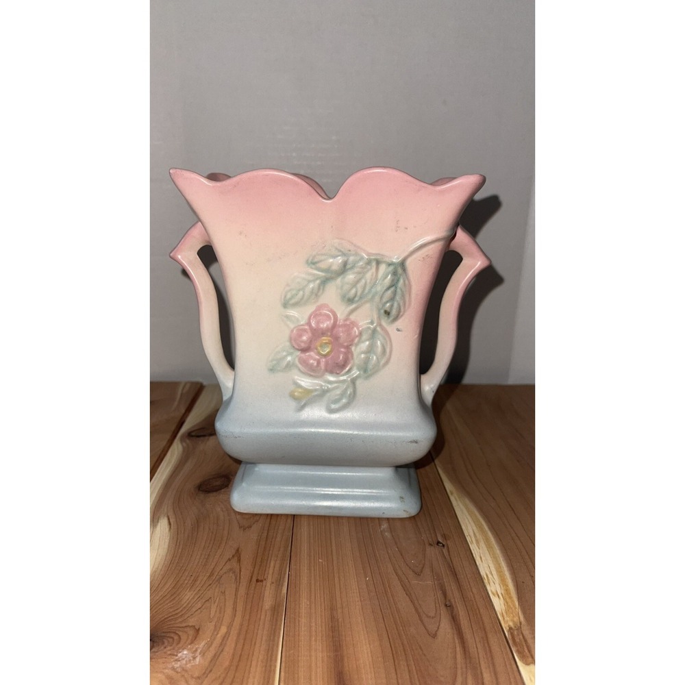 Vintage rectangular 7.75" Hull Art Deco wildflower pottery vase 609- 6 1/2- READ